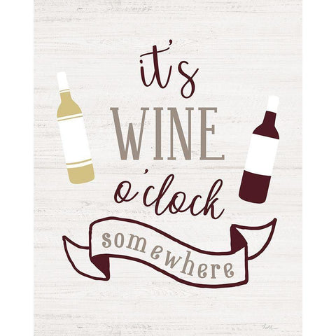 Wine OClock Black Modern Wood Framed Art Print with Double Matting by Carpentieri, Natalie