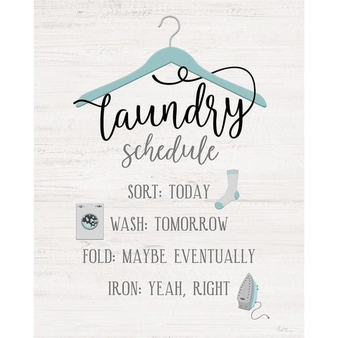 Laundry Schedule Black Modern Wood Framed Art Print with Double Matting by Carpentieri, Natalie