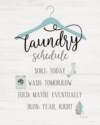 Laundry Schedule White Modern Wood Framed Art Print with Double Matting by Carpentieri, Natalie