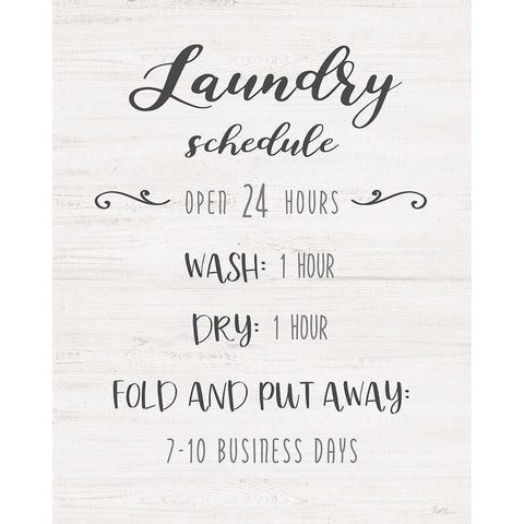 Laundry Time Schedule White Modern Wood Framed Art Print by Jill, Susan