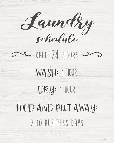 Laundry Time Schedule White Modern Wood Framed Art Print with Double Matting by Jill, Susan