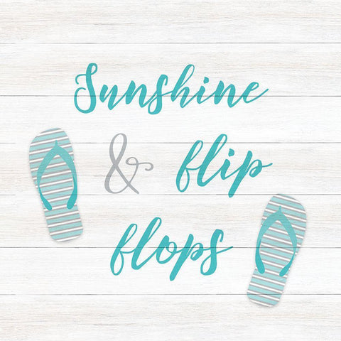 Sunshine and Flip Flops White Modern Wood Framed Art Print with Double Matting by CAD Designs