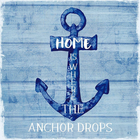 Anchor Drops Gold Ornate Wood Framed Art Print with Double Matting by Jill, Susan