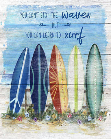 Learn to Surf White Modern Wood Framed Art Print with Double Matting by Dunlap, Marilyn