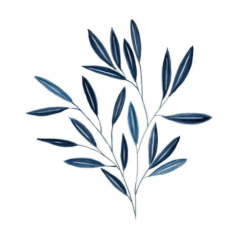 Navy Leaves II White Modern Wood Framed Art Print by Robinson, Carol