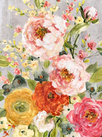 Damask Garden White Modern Wood Framed Art Print with Double Matting by Robinson, Carol