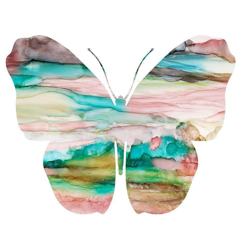 Butterfly and Marble I White Modern Wood Framed Art Print with Double Matting by Robinson, Carol