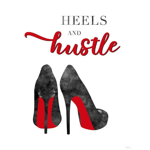Red Heels and Hustle Black Modern Wood Framed Art Print with Double Matting by Carpentieri, Natalie