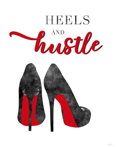 Red Heels and Hustle Black Ornate Wood Framed Art Print with Double Matting by Carpentieri, Natalie