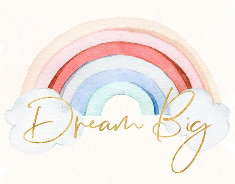 Dream Big White Modern Wood Framed Art Print with Double Matting by Santiago, Daniela