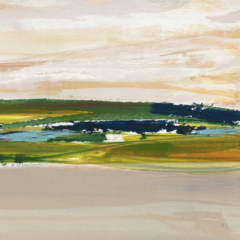Green Is My Valley II Black Modern Wood Framed Art Print with Double Matting by Jill, Susan
