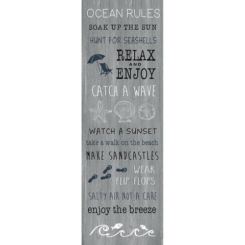 Ocean Rules White Modern Wood Framed Art Print by CAD Designs