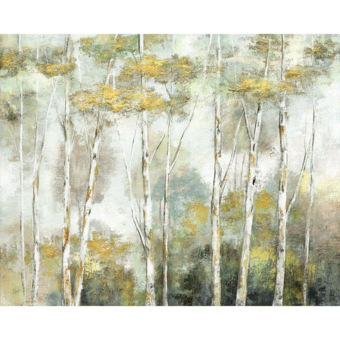 Twinkling Trees White Modern Wood Framed Art Print by Nan