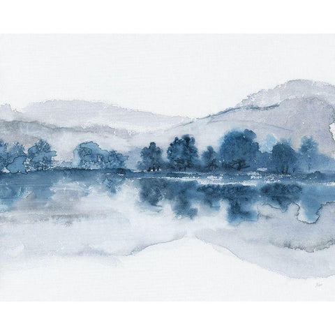 Lake in the Valley Black Modern Wood Framed Art Print by Nan