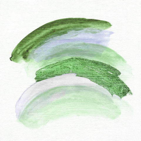 Green Rhythm I White Modern Wood Framed Art Print with Double Matting by Tava Studios
