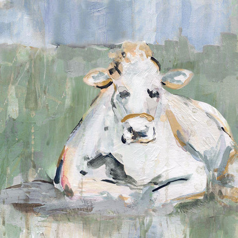 On Meadow Time II White Modern Wood Framed Art Print with Double Matting by Robinson, Carol