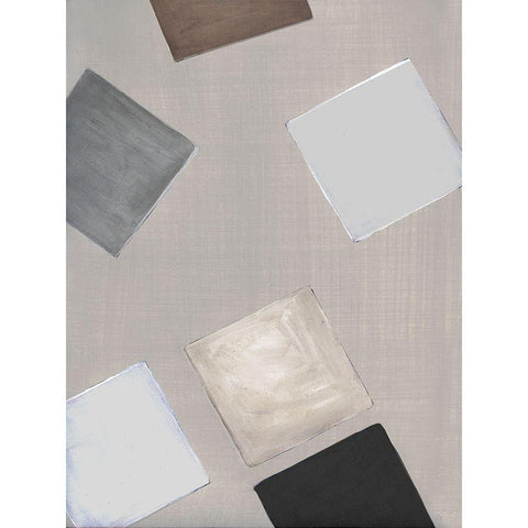 Block Encounter II Black Modern Wood Framed Art Print with Double Matting by Tava Studios
