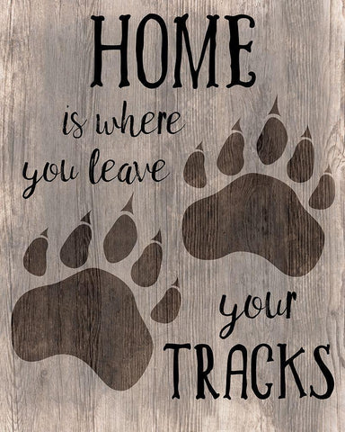 Bear Tracks White Modern Wood Framed Art Print with Double Matting by CAD Designs