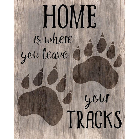 Bear Tracks Black Modern Wood Framed Art Print by CAD Designs