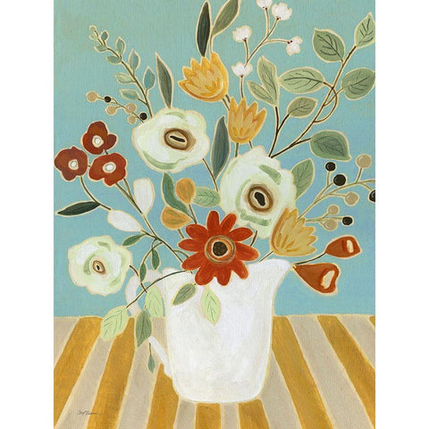 Joyful Blossoms I Black Modern Wood Framed Art Print with Double Matting by Robinson, Carol