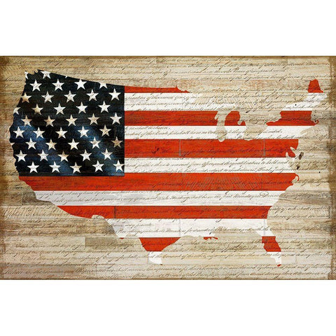 American Flag Black Modern Wood Framed Art Print with Double Matting by Santiago, Daniela