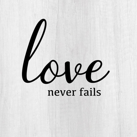 Love Never Fails Black Modern Wood Framed Art Print by CAD Designs