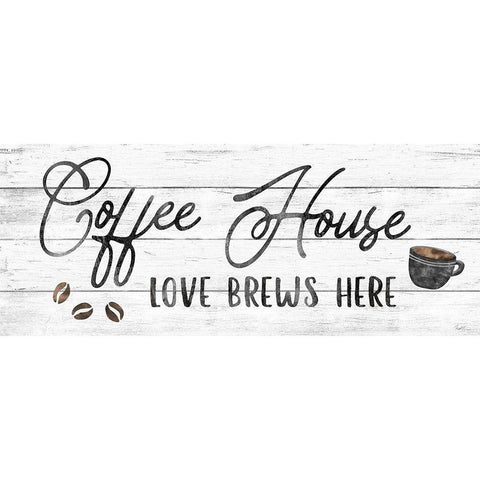 Love Brews Black Modern Wood Framed Art Print by Carpentieri, Natalie