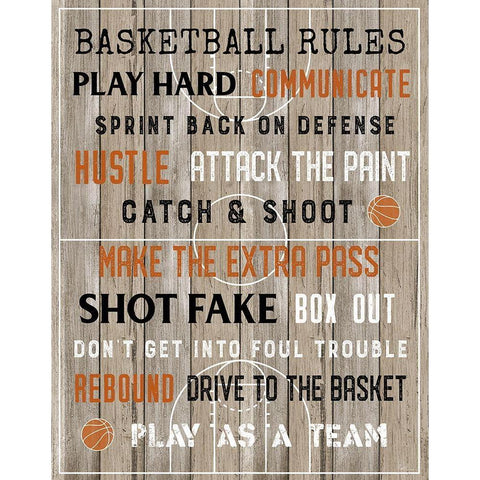 Basketball Rules White Modern Wood Framed Art Print by Carpentieri, Natalie