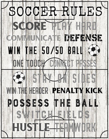 Soccer Rules White Modern Wood Framed Art Print with Double Matting by Carpentieri, Natalie