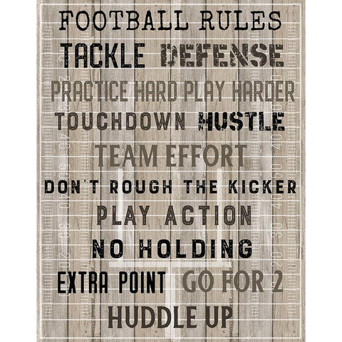 Football Rules Black Modern Wood Framed Art Print with Double Matting by Carpentieri, Natalie