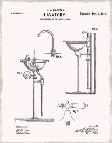 Vintage Sink II White Modern Wood Framed Art Print with Double Matting by Donovan, Kelly