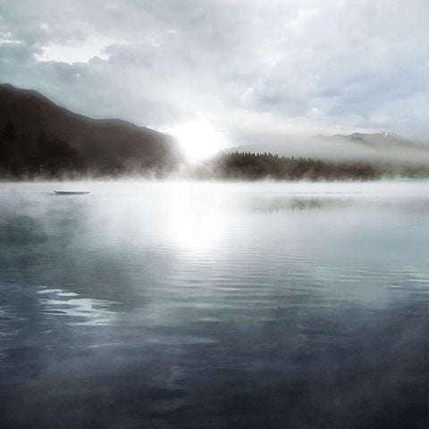 Quiet Moody Lake I Black Modern Wood Framed Art Print with Double Matting by Robinson, Carol