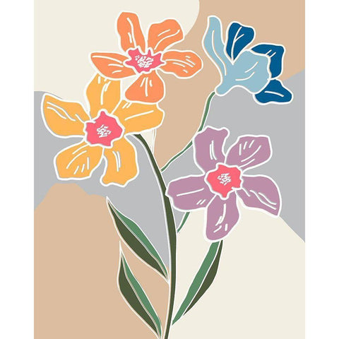 Outlined Botanical Pop I Black Modern Wood Framed Art Print with Double Matting by Carpentieri, Natalie