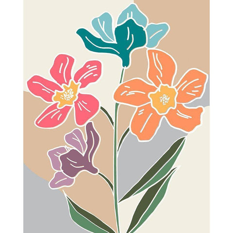 Outlined Botanical Pop II Black Modern Wood Framed Art Print by Carpentieri, Natalie
