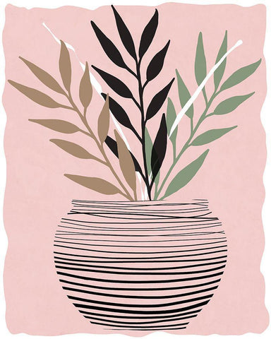 Wired Palm I White Modern Wood Framed Art Print with Double Matting by Santiago, Daniela