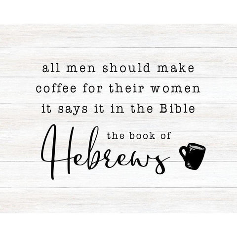 Hebrews White Modern Wood Framed Art Print by CAD Designs