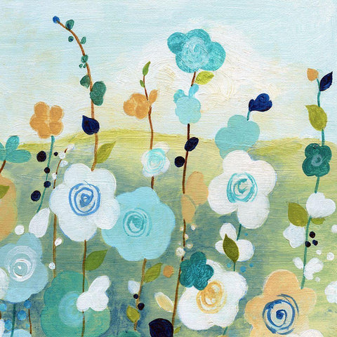 Matisse Flower Field II White Modern Wood Framed Art Print by Tava Studios