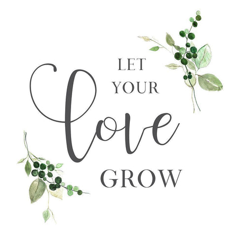 Let Your Love Grow White Modern Wood Framed Art Print by Tava Studios