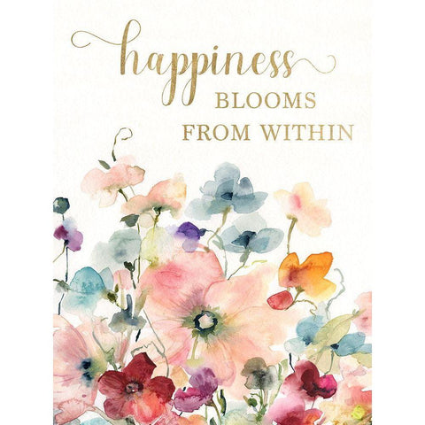 Happiness Blooms Gold Ornate Wood Framed Art Print with Double Matting by Robinson, Carol