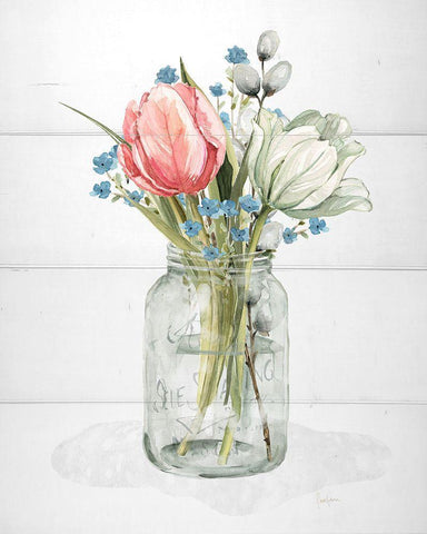 Farmhouse Tulip  Black Ornate Wood Framed Art Print with Double Matting by Finn, Livi