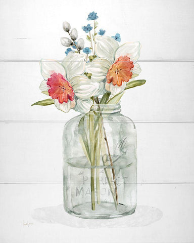 Farmhouse Daffodil White Modern Wood Framed Art Print with Double Matting by Finn, Livi