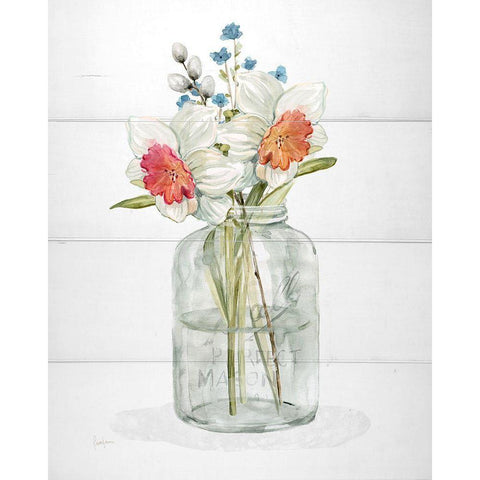 Farmhouse Daffodil Black Modern Wood Framed Art Print by Finn, Livi