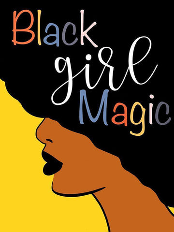 Black Girl Magic White Modern Wood Framed Art Print with Double Matting by CAD Designs