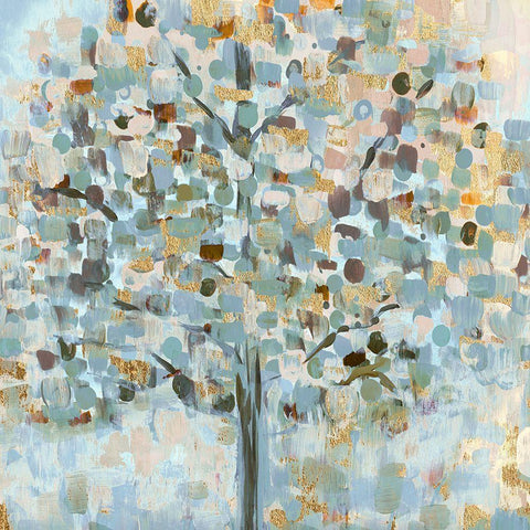 Mosaic Tree White Modern Wood Framed Art Print with Double Matting by Jill, Susan
