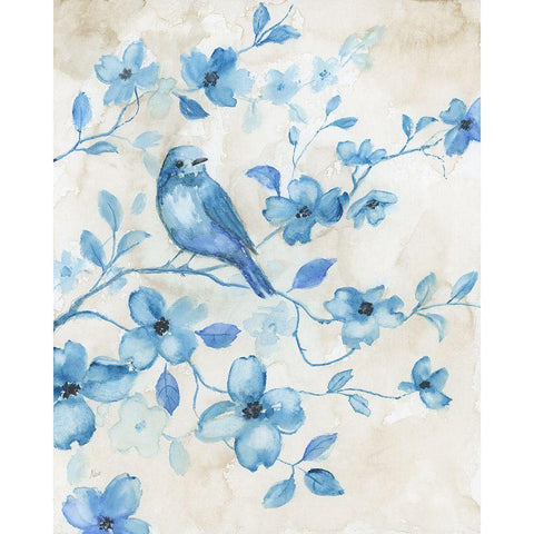 Bluebird Happiness I White Modern Wood Framed Art Print by Nan