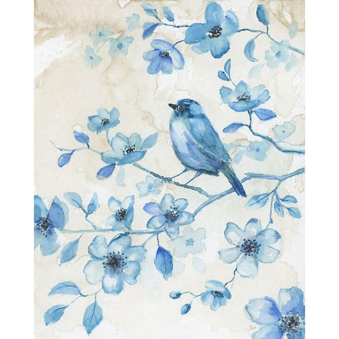 Bluebird Happiness I White Modern Wood Framed Art Print by Nan