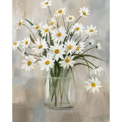 Daisy Cluster Black Modern Wood Framed Art Print by Nan