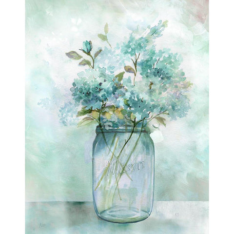 Hydrangea Retreat White Modern Wood Framed Art Print by Nan