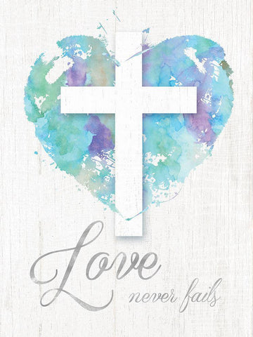 Love Never Fails White Modern Wood Framed Art Print with Double Matting by Donovan, Kelly