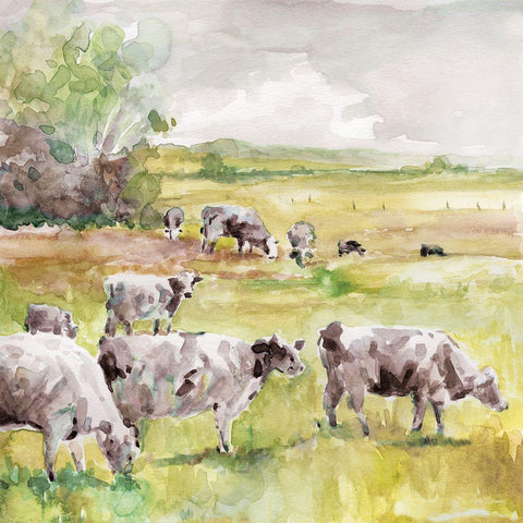 Spring Herd White Modern Wood Framed Art Print by Robinson, Carol